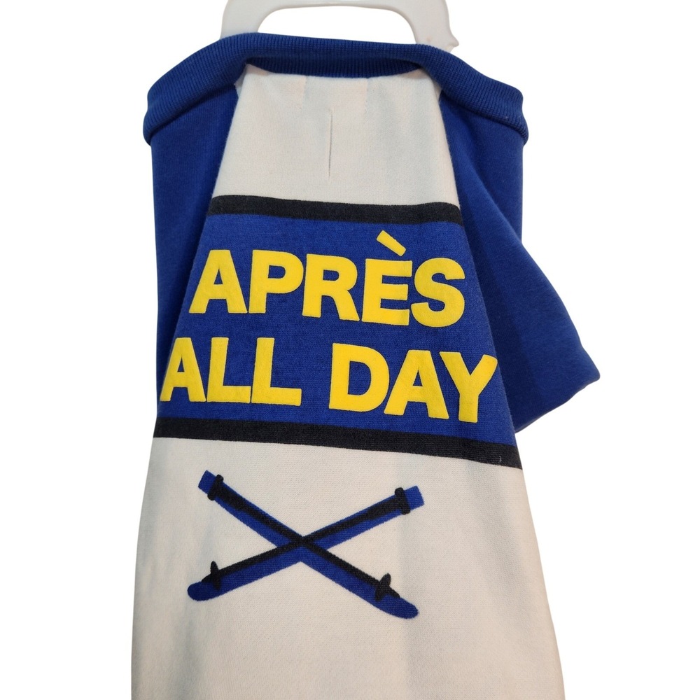 Après All Day Dog Sweatshirt Blue White Ski Lodge Pet Outfit‎ Apparel Size M New